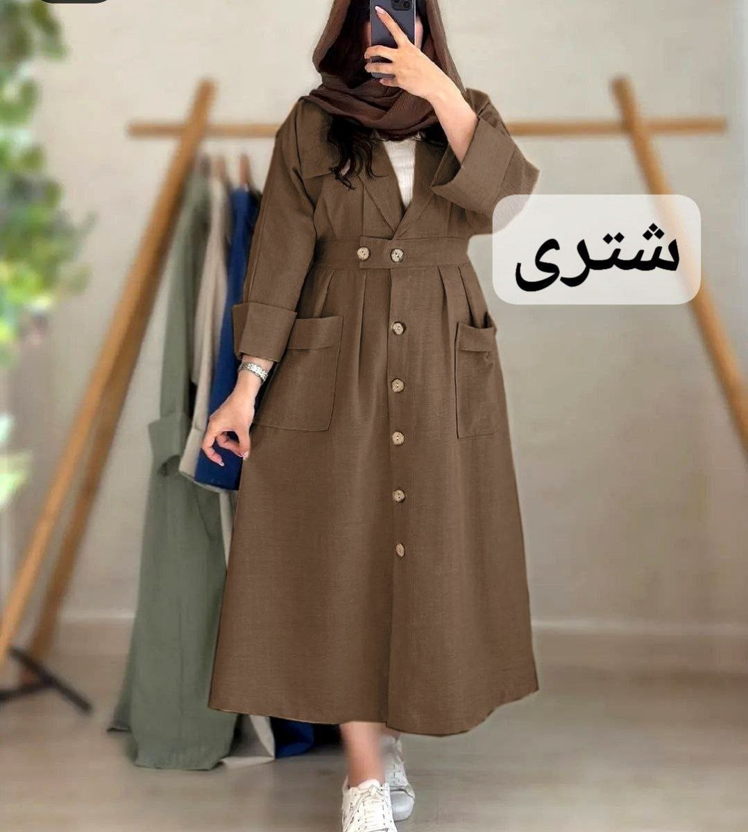 تصویر  مانتو زنانه تابستانی بلند شانتون هلی