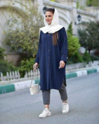 تصویر  مانتو زنانه دانشجویی مدل ابر
