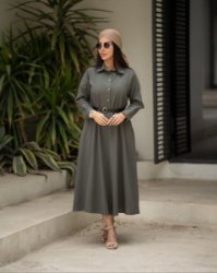 تصویر  مانتو زنانه بلند پیراهنی مدل سولین