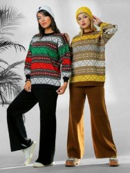 تصویر  بلوز شلوار بافت زنانه مکزیکی 💎