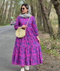 تصویر   پیراهن زنانه بوگاتی  ساحلی گلاب