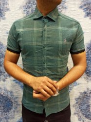 تصویر  پیراهن مردانه چهارخونه استین کوتاه۵