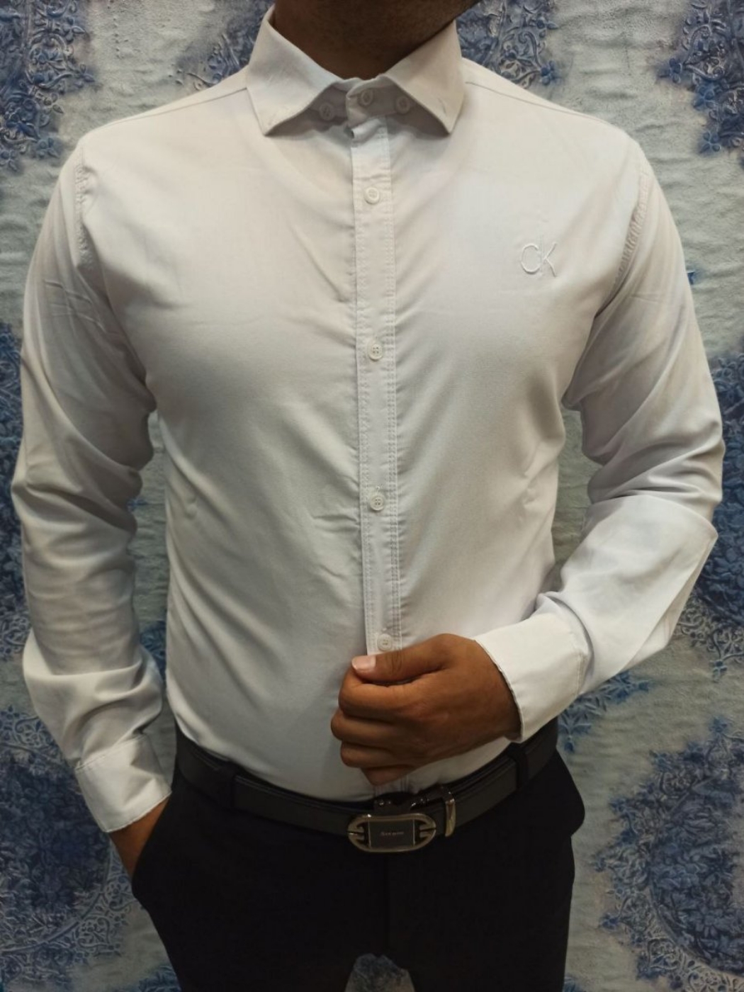 تصویر  پیراهن مردانه استین بلند تک رنگ