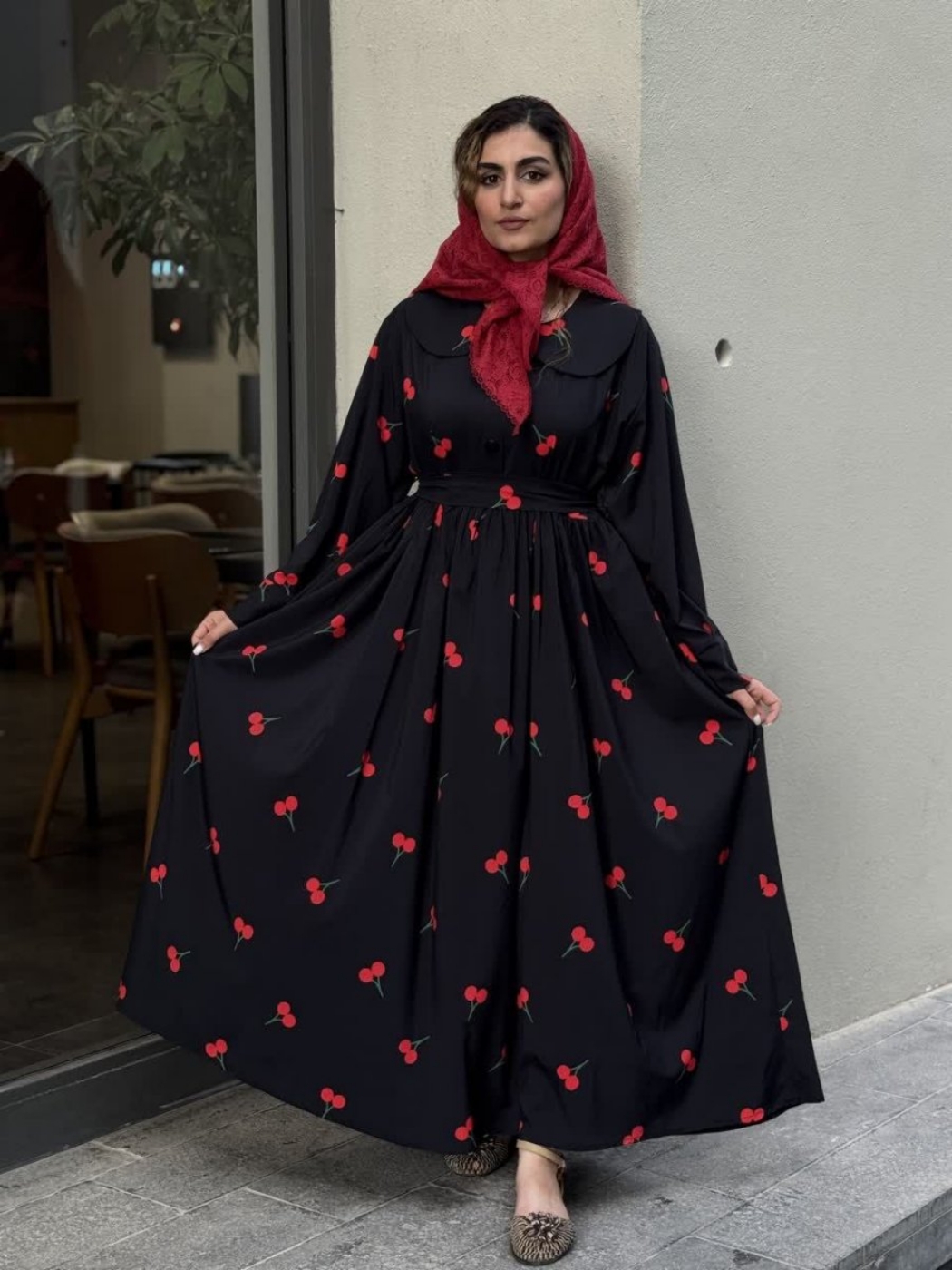 تصویر  پیراهن زنانه چیندار گیلاس