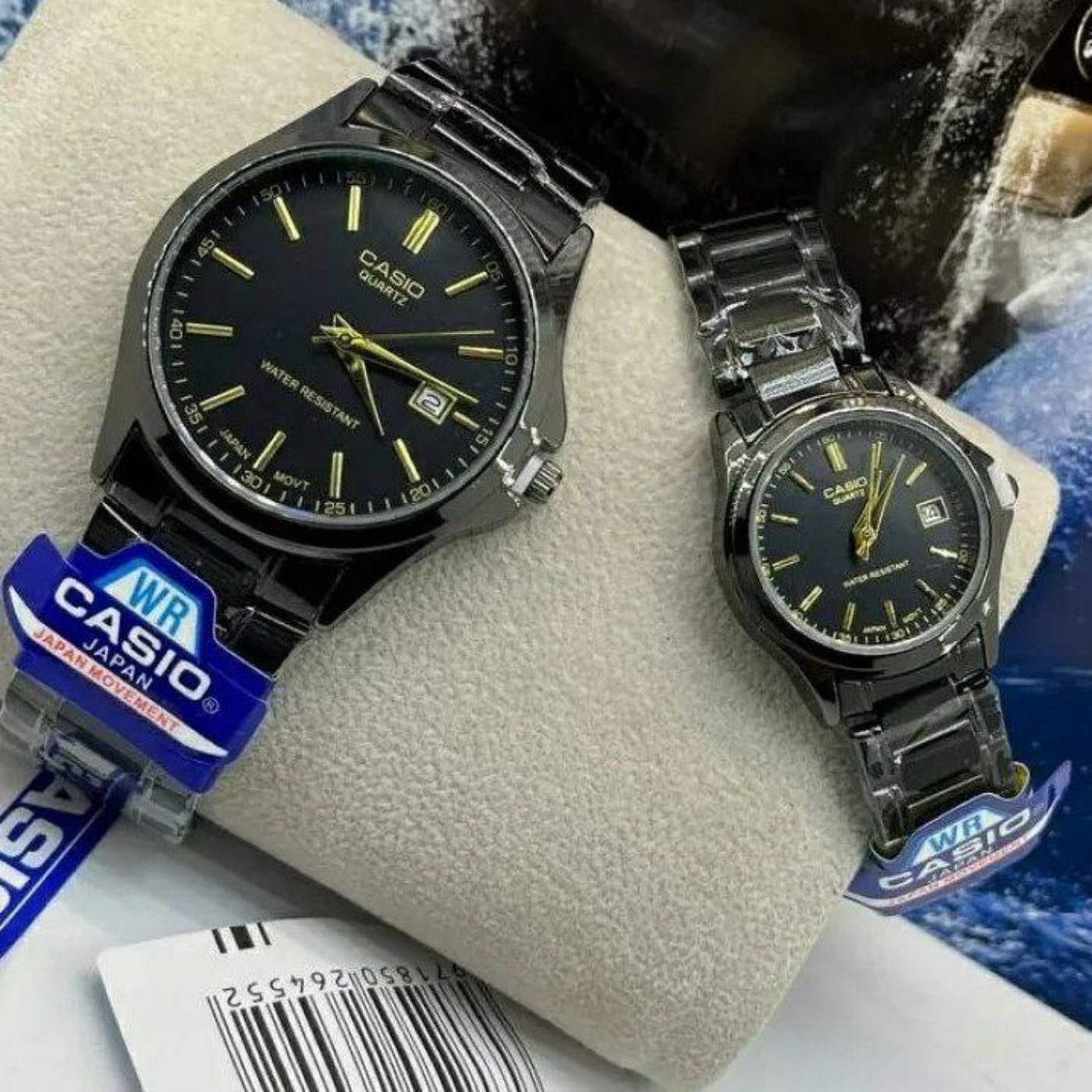 تصویر  ست ساعت کاسیو بند استیل مشکی 369357