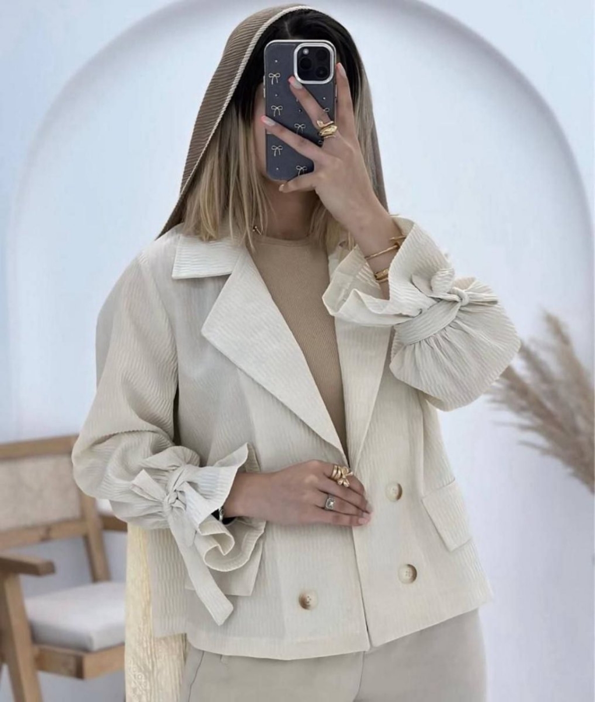 تصویر  مانتو کتی آستین گرهی الیسا