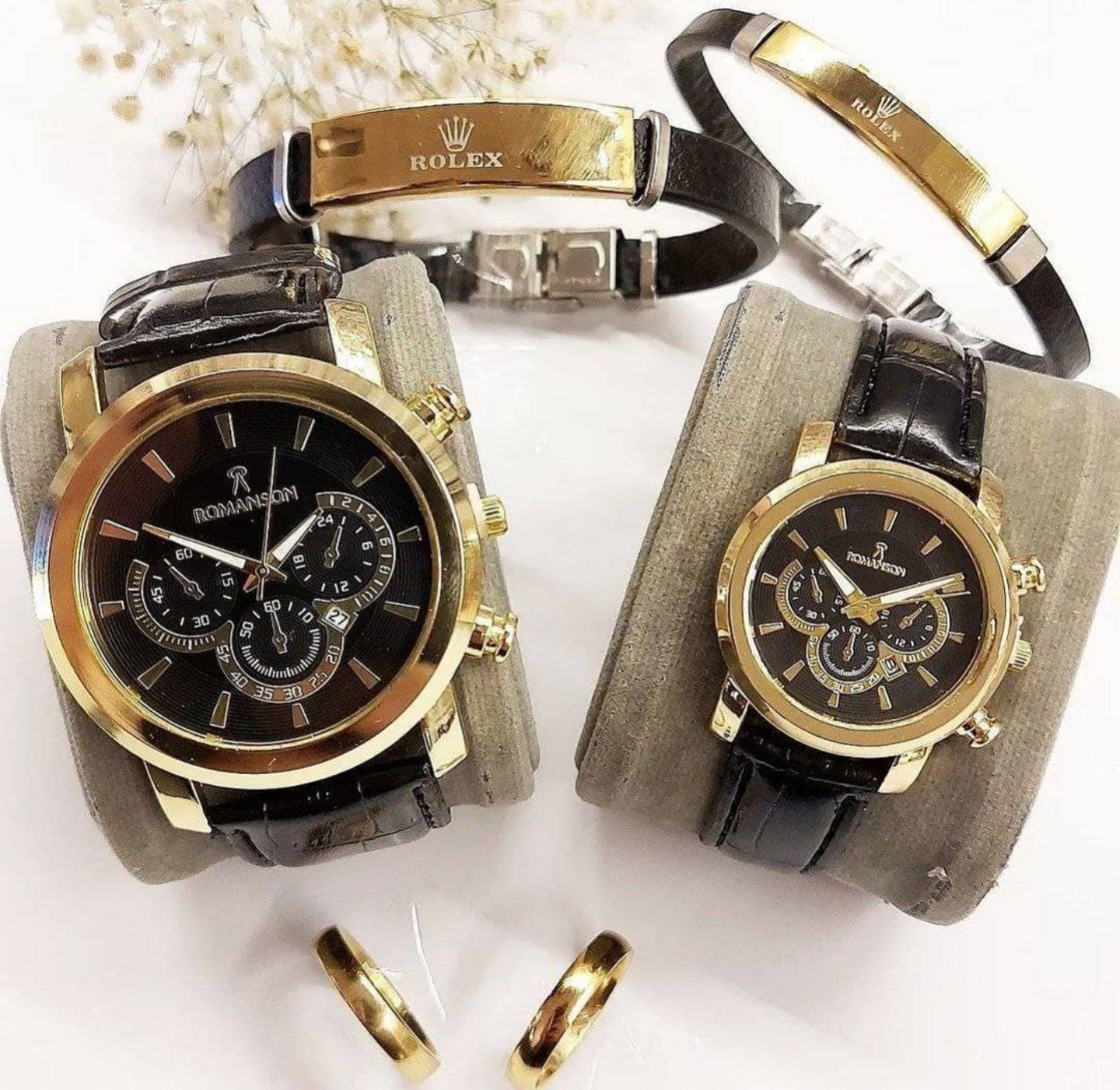 تصویر  ساعت مشکی رومانسون بند چرمی  369411