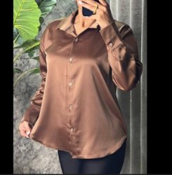 تصویر  شومیز ساتن یقه پیراهنی جانا