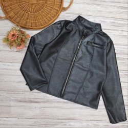 تصویر  کت نیم تنه چرم جلوزیپ