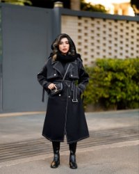 تصویر  ترنچ کت کتان بلند مدل لانا