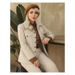 تصویر  کت و شلوار زنانه کتان ترک مدل نوبل