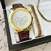 تصویر  ساعت مردانه رومانسون بند قهوه‌ای صفحه سفید قاب طلایی 369522