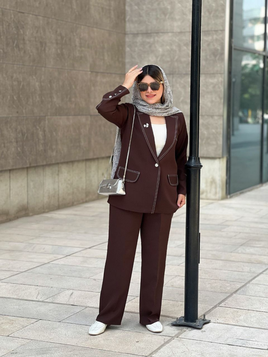 تصویر  ست کت و شلوار مزونی 97135