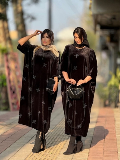 تصویر  پیراهن کفتان عبایی مخمل