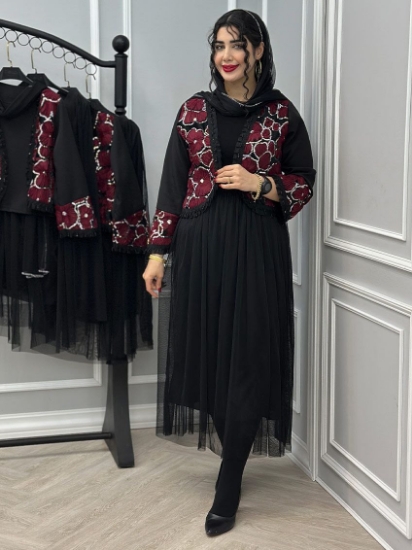 تصویر  کت و دامن و شال ست یلدایی مژده