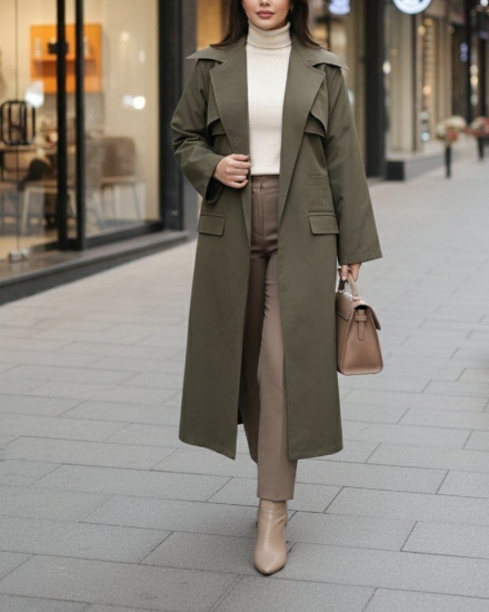 تصویر  مانتو بارانی کتان استر دار سونا