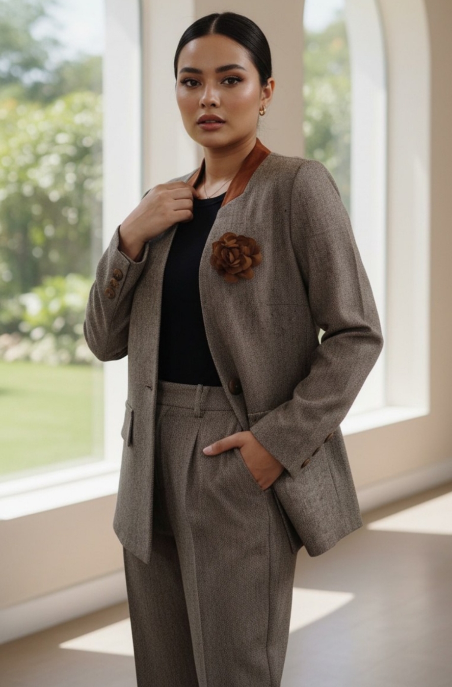 تصویر  کت و شلوار جناغی پشمی آترین