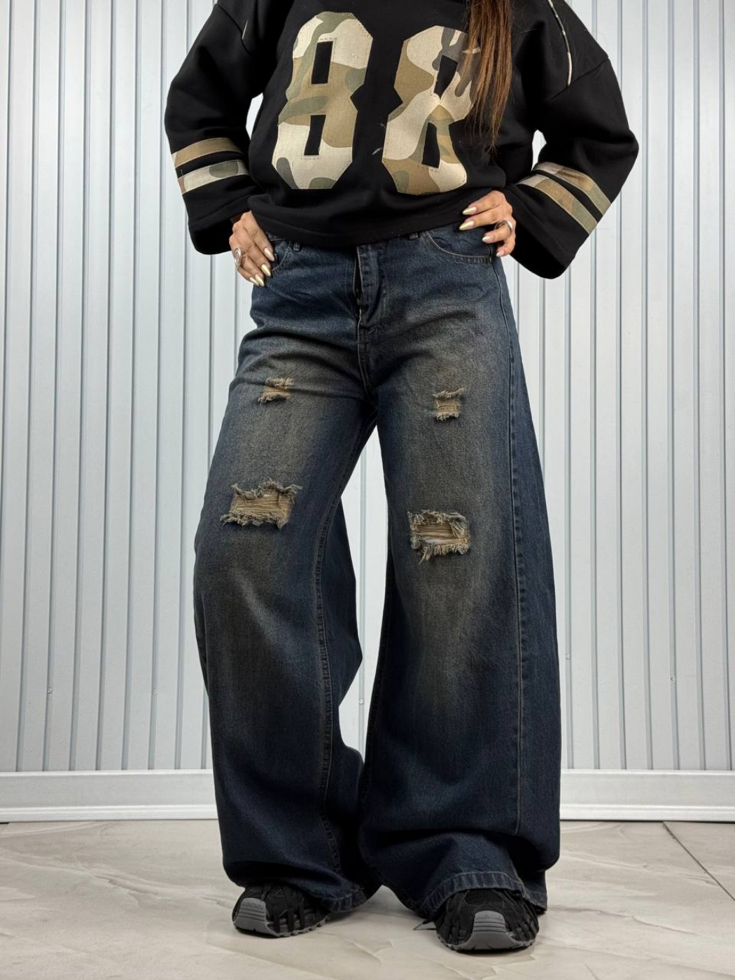 تصویر  شلوار جین زنانه بگ زاپدار