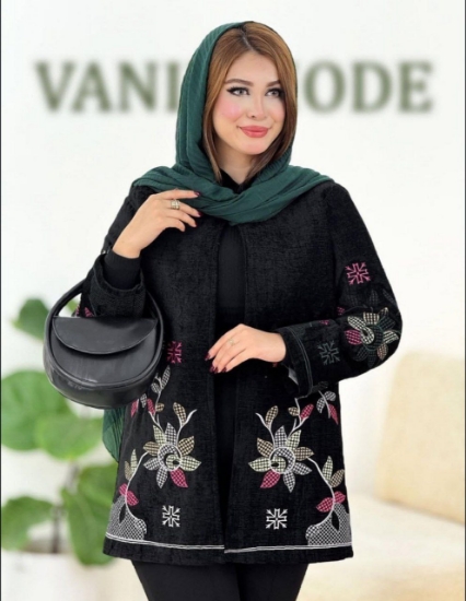 تصویر  کت زنانه مخمل گلدوزی