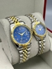 تصویر  ساعت زنانه و مردانه رولکس بنداستیل دورنگ با صفحه آبی خاص