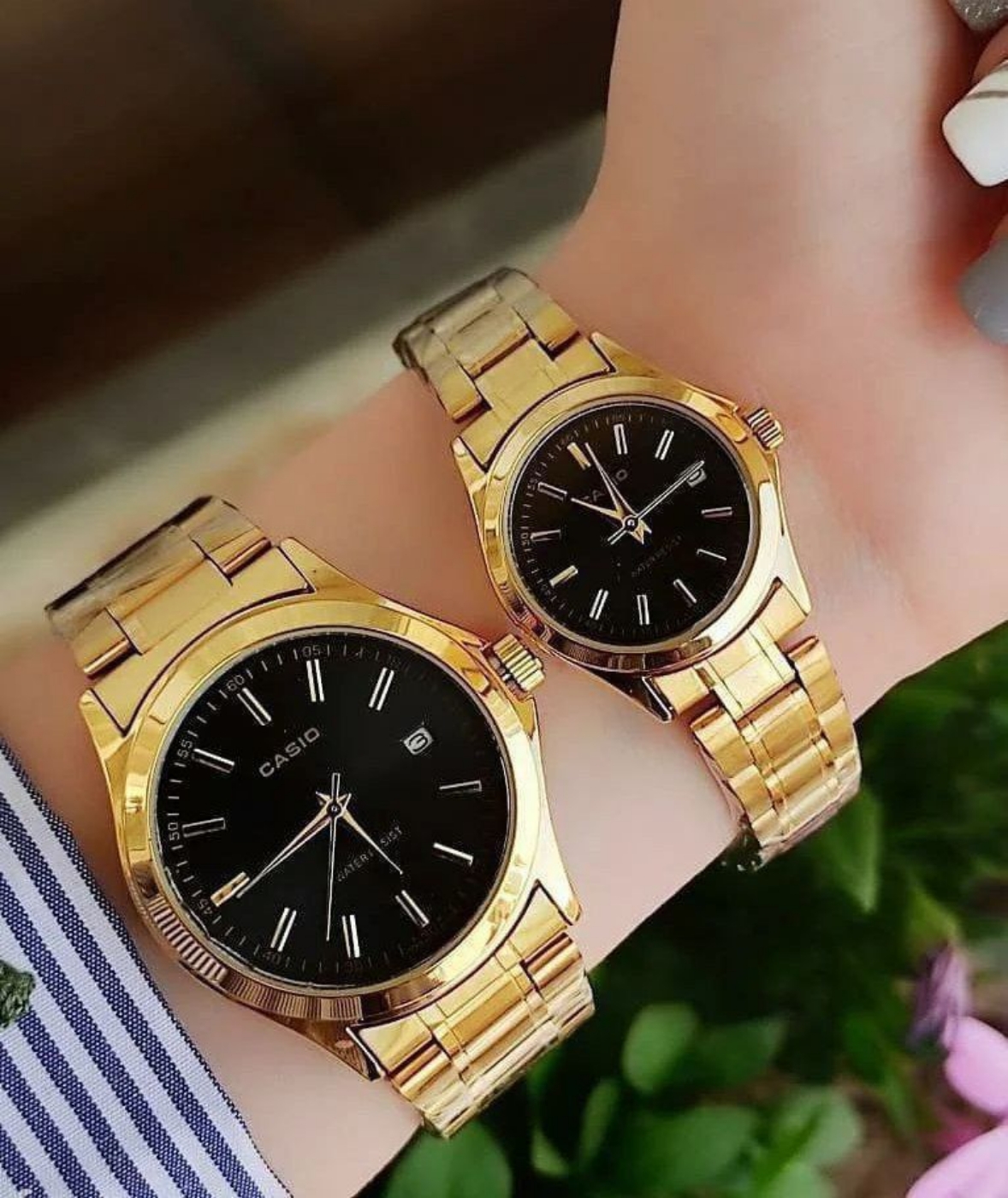 تصویر  ساعت کاسیو بند استیل طلایی صفحه مشکی