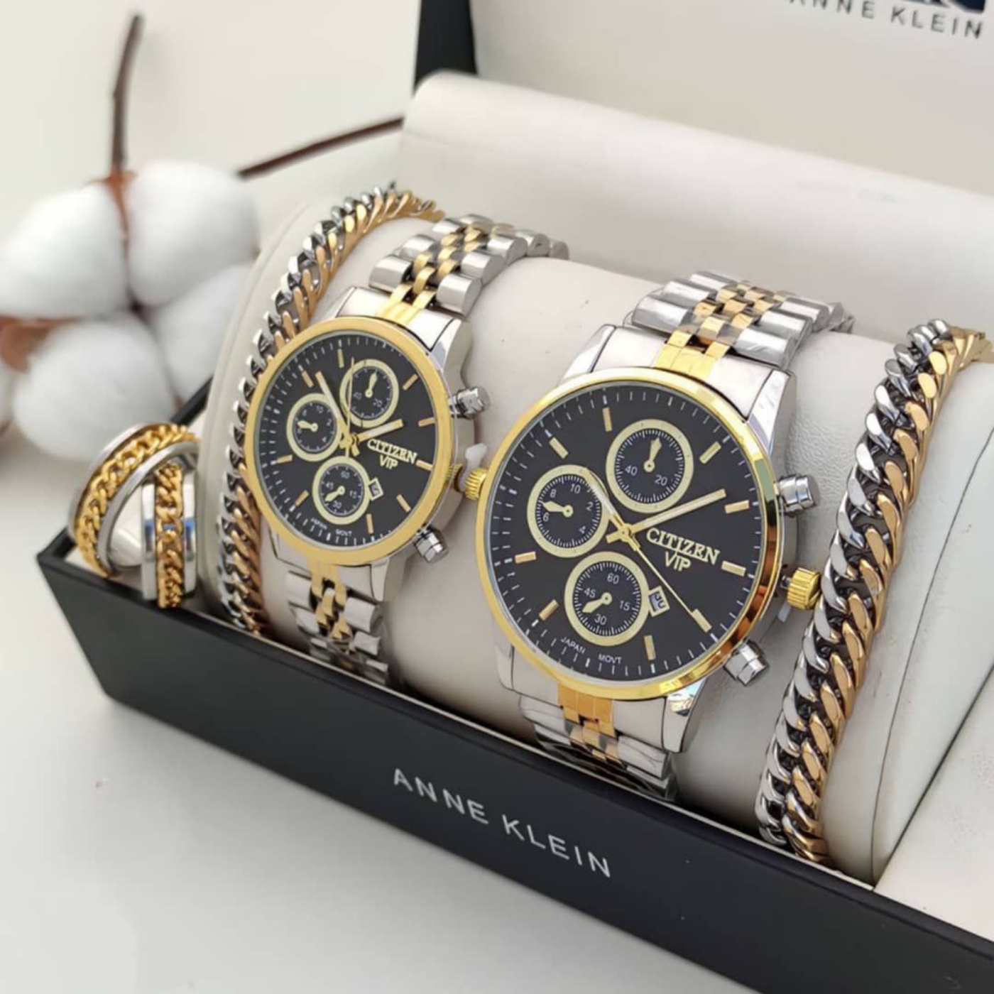 تصویر  ساعت سیتیزن VIP بند استیل دو رنگ صفحه مشکی 369550