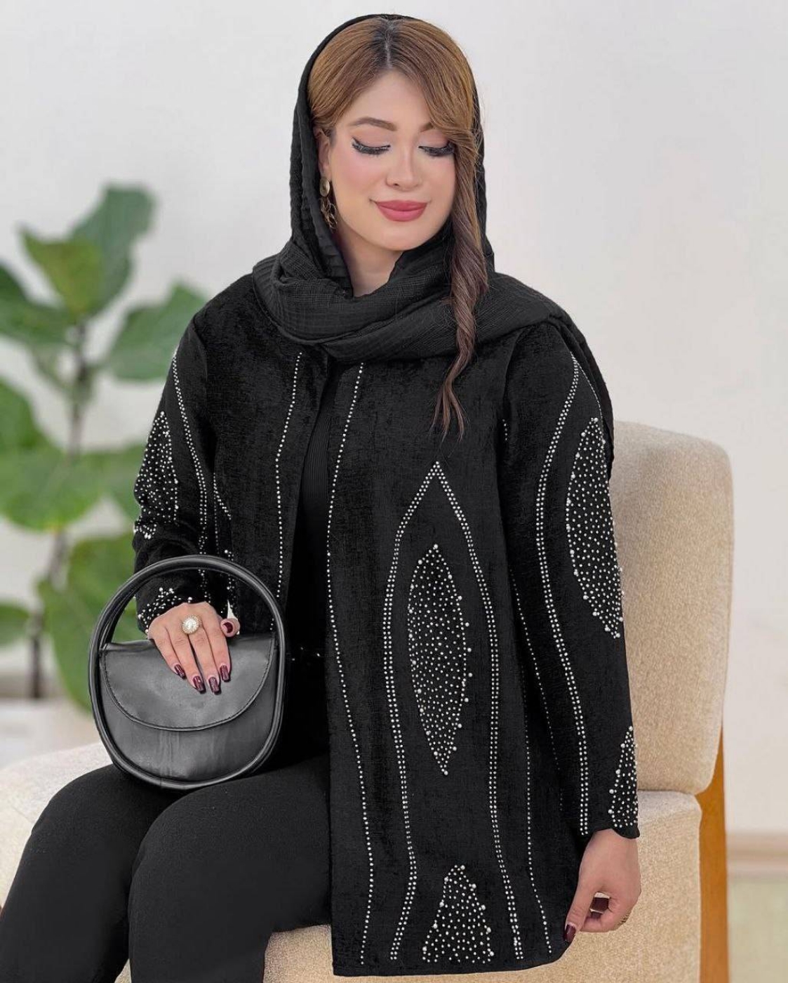 تصویر  کت زنانه مخمل نگینی