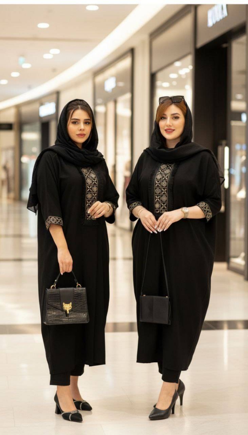 تصویر  مانتو عبایی ابروبادی کتیبه