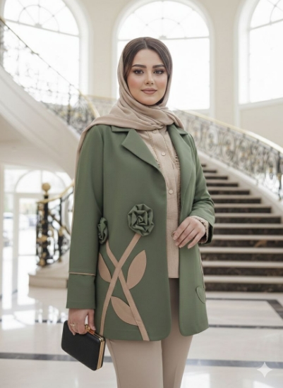 تصویر  مانتو تکه دوزی مازراتی مدل آسو