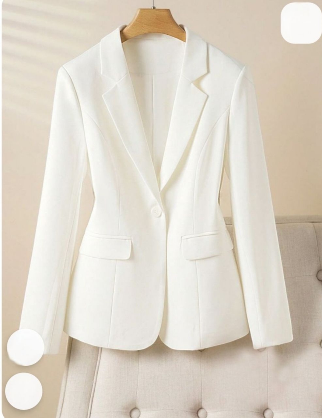 تصویر  کت تک زنانه سفید مازراتی ماه