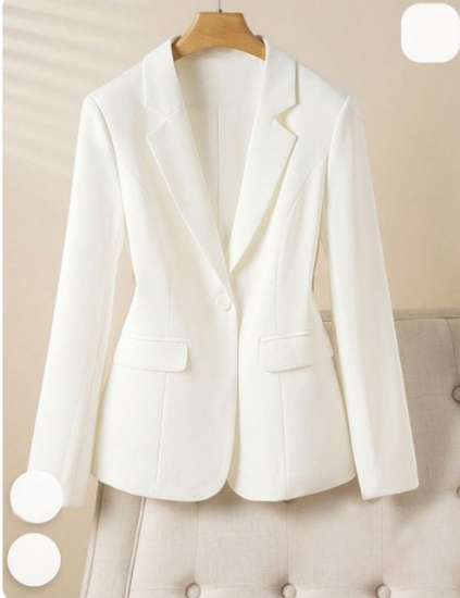 تصویر  کت تک زنانه سفید مازراتی ماه