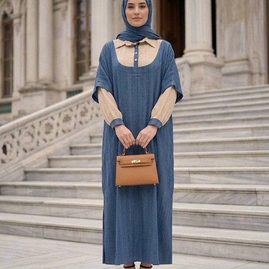 تصویر  پیراهن بلند زنانه شانتون مدل نیما