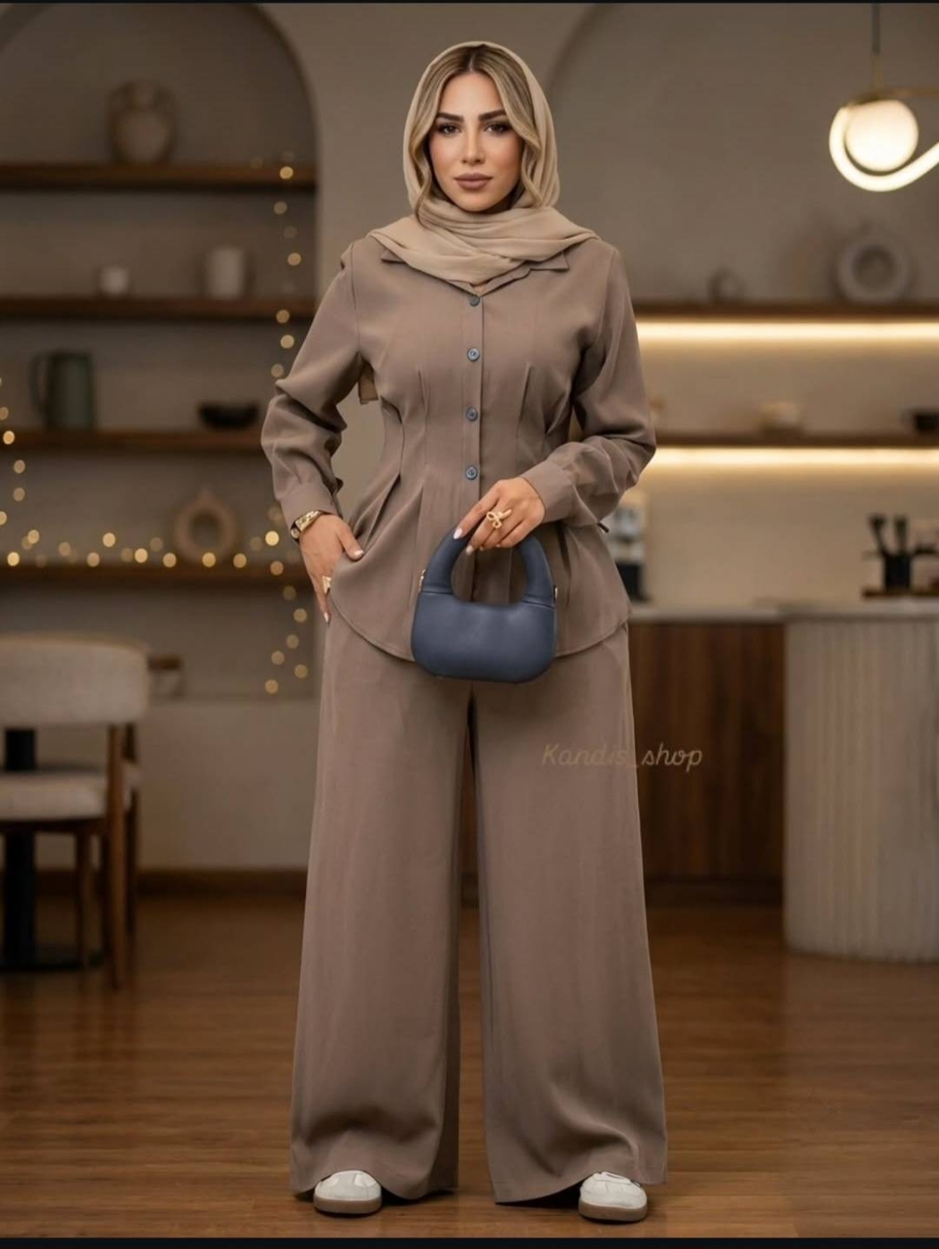 تصویر  شومیز شلوار زنانه ست پری پلاس مزونی لارا