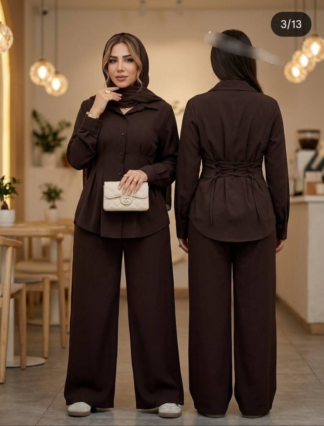تصویر  شومیز شلوار زنانه ست پری پلاس مزونی لارا