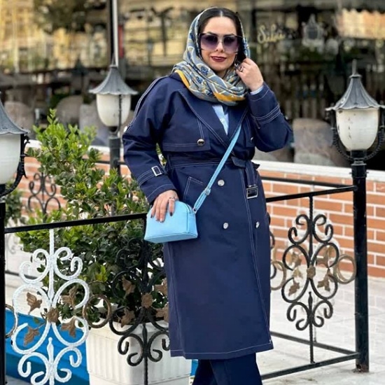 تصویر  مانتو بلند کتان ترنچ لانا