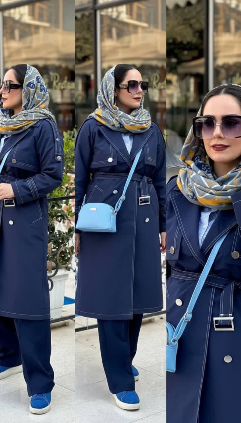 تصویر  مانتو بلند کتان ترنچ لانا