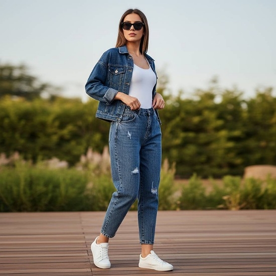 تصویر  شلوار مام جین زنانه ترک