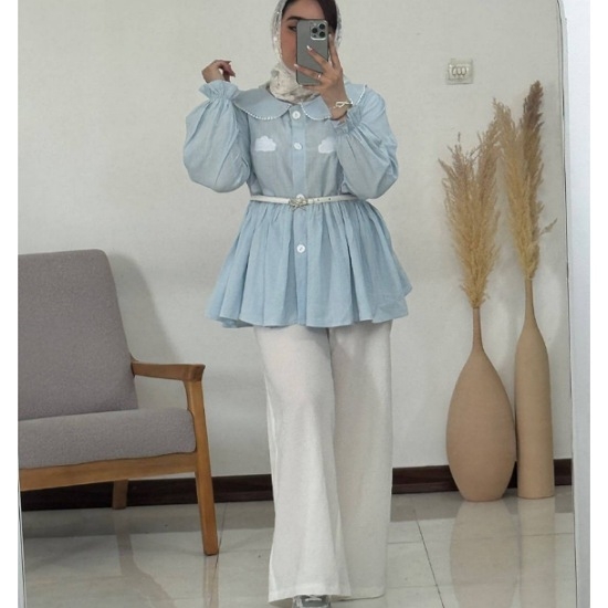 تصویر  شومیز شلوار زنانه آسمان