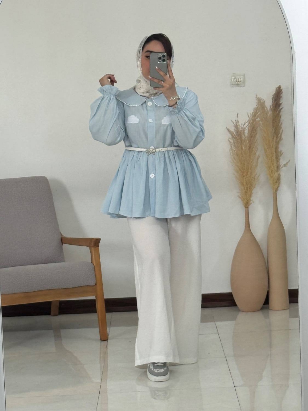 تصویر  شومیز شلوار زنانه آسمان