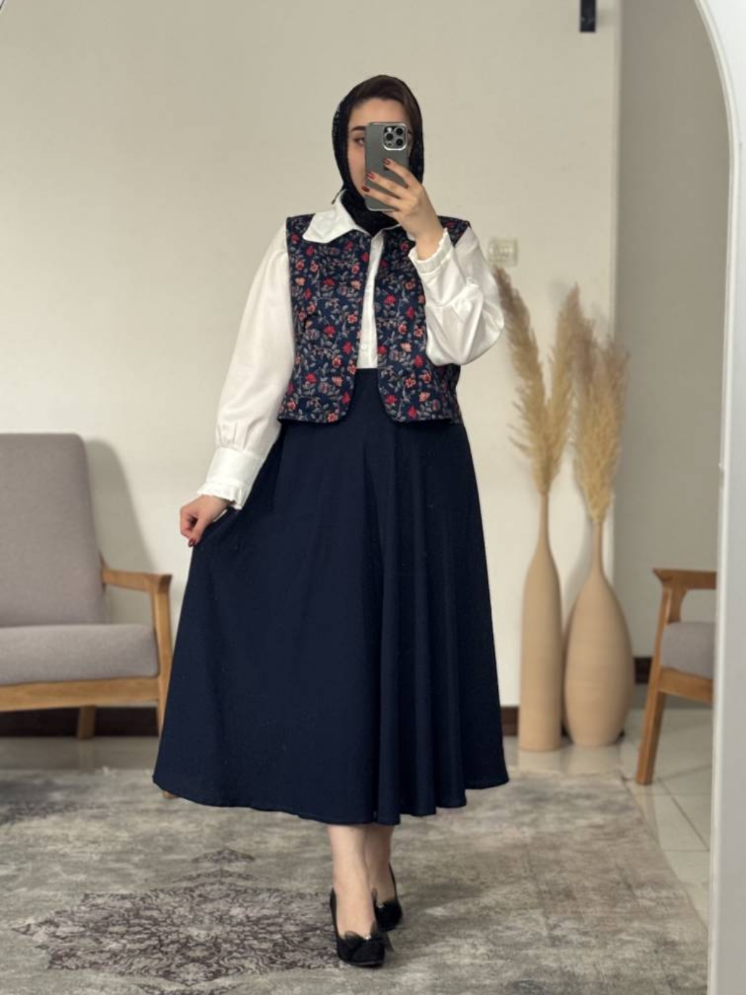 تصویر  شومیز جلیقه دامن زنانه سه تیکه بهارگل فارن