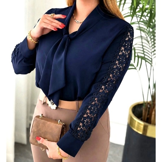 تصویر  شومیز زنانه ترک پاپیون