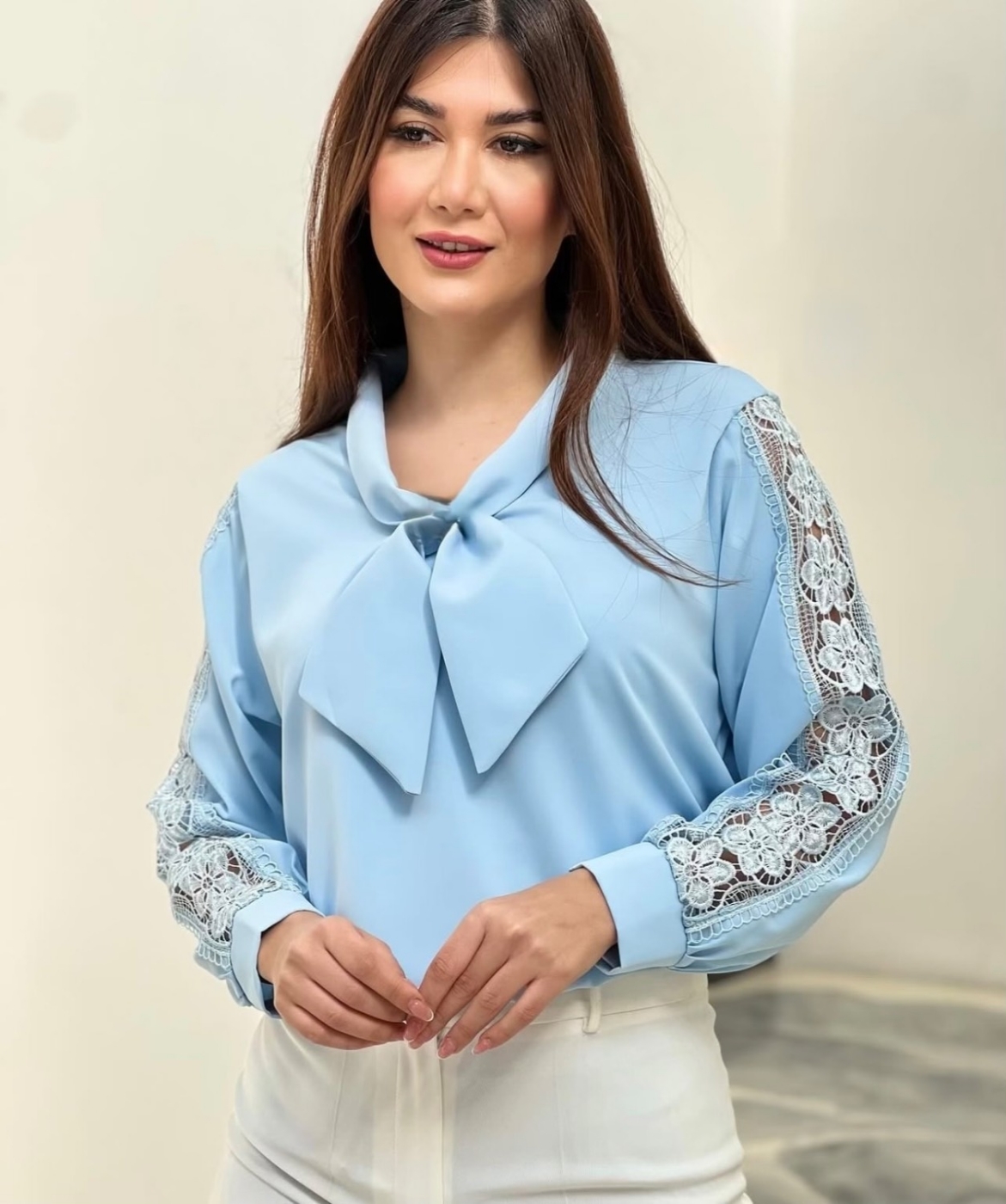 تصویر  شومیز زنانه ترک پاپیون