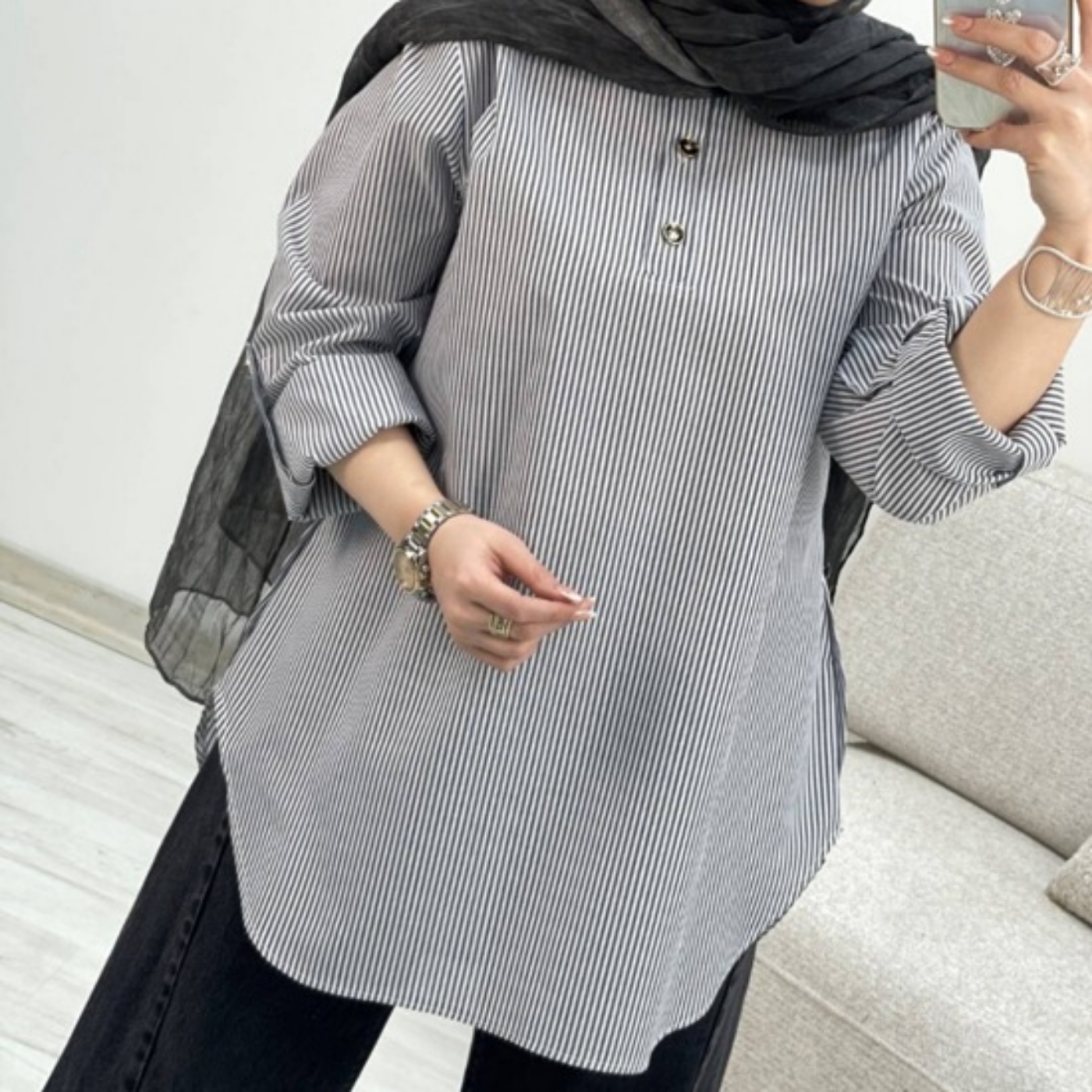 تصویر  شومیز مانتویی لنین مینا