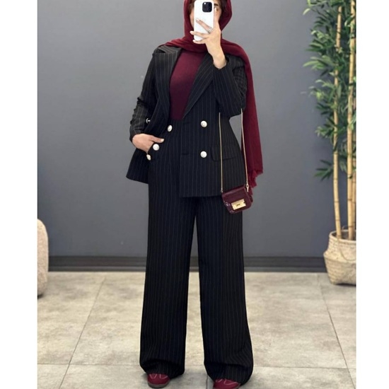 تصویر  کت و شلوار زنانه مجلسی مزونی مدل آسو